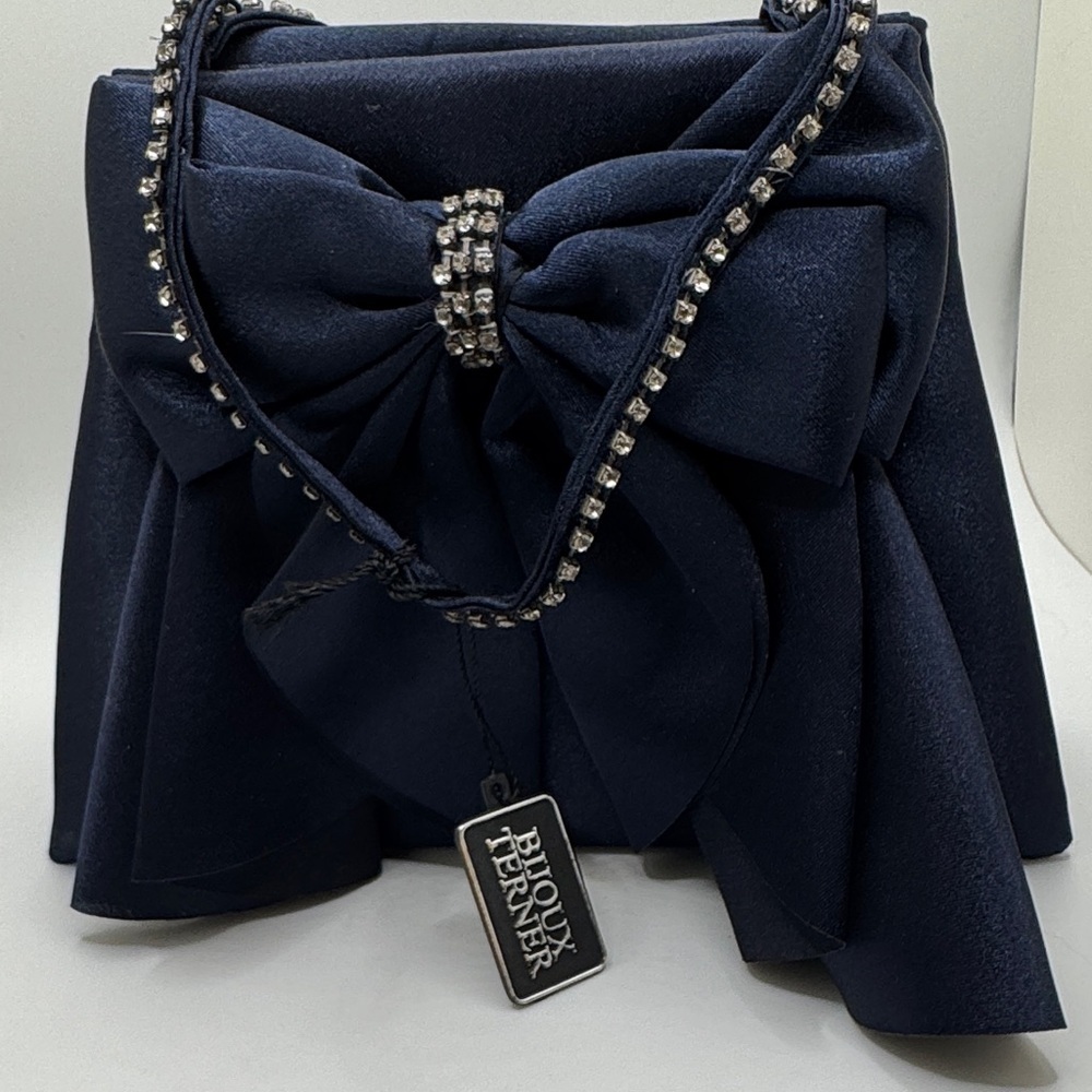 Bijoux Terner Midnight Blue Clutch with Bow Accent